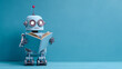 © Qaqas - Robot reading book in front of blue background