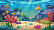 © koushkij - Cartoon vector illustration of peaceful underwater environment with soft color blending and simple flat ocean look