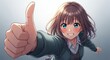 © inst - Anime girl giving a thumbs up with a cheerful expression.