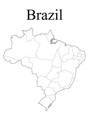  Map of the country of Brazil infographic on a white background