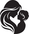 © Eman21 - Mother and Child Silhouette Vector Set, Mom and Baby Love Illustration in Black and White