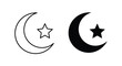 © rsvect02 - Islamic crescent moon and star symbols in black and white line art