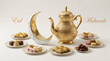 © Md.  Al-Amin - Eid mubarak celebration with traditional middle eastern sweets and gold teapot