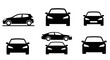 © Johnmartin - Collection of Black Car Silhouettes: Side, Front, and Rear Views