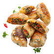 © Trending AI Pics - bite size qatayef stuffed pancakes isolated on pure white background