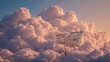 © Vladimir - Shopping cart floating among clouds, surreal concept of digital shopping, dreamlike consumer fantasy.