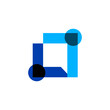 © kurdiman - Abstract blue square logo with overlaying circles, representing connection and innovation for business growth
