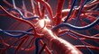 © blu - Detailed 3D medical illustration of blood vessels, artery, and vein network for science and healthcare concepts.