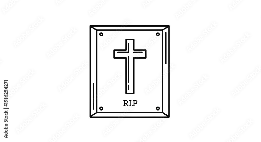 Symbole Rip RIP Gravestone with Christian Cross Icon and Mourning Symbol Stock ...