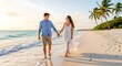 © max - Couple Walking Hand in Hand on Beach.
