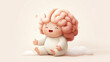 © pattozher - Brainy Babe: A cheerful baby with a brain-shaped head radiates joy and wonder, symbolizing the boundless potential of the human mind and its capacity for growth and learning.