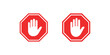 © MstPoliAkther - Stop sign hand icon set with red octagon background and white palm gesture for warning signal symbol isolated on white background for safety navigation