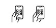 © MstPoliAkther - Hand holding smartphone scanning qr code icons set for digital payment and mobile information access in technology and marketing applications illustrations