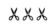 © MstPoliAkther - Scissors icon set for office stationery school cutting tools isolated on white background black silhouette professional hair cutting and tailoring equipment