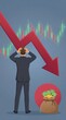 © Furkan - Businessman Holding Head with Falling Stock Market Arrow Representing Financial Crisis, Economic Recession and Investment Loss in Trading, Global Economy Analysis, Business Flat Illustration, Vertical
