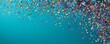 © Rifqi - Shiny gold, blue and pink confetti and streamers border on a teal gradient background, concept for New Year events, promotional campaigns and party invitations
