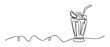 © Maestro - Minimalist continuous line drawing of a delicious cold beverage served in a tall glass with a straw and topping perfect for refreshing drink menus and summer refreshment promotions