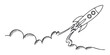 © Maestro - Simple line drawing of a rocket blasting off with smoke trails representing startup concepts growth innovation and future development perfect for business presentations educational