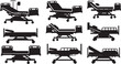 © DesignRacing - Hospital bed silhouettes in various positions and styles collection