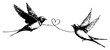© AdrianGebert - Sketch of two flying swallow birds holding a heart string