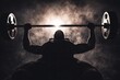 © vlntn - Silhouette of Athlete Lifting Weights Dramatically