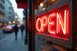 © Krystyna - Open Sign In Retail Window. Business Invitation. Store Is Open