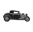 © Modina Khatun - black silhouette of a classic hot rod car with big engine