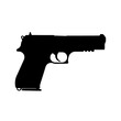 © Babut - Silhouette of a black handgun isolated on a white background.