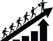 © Rebekakhatun - success growth arrow with people climbing silhouette on white background