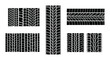 © Jesmin - Four tire tread patterns and a partial pattern black and white silhouette