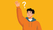© Adobe - A young person in an orange hoodie raises their hand with a question mark floating above