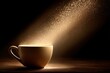 © tinnakorn - Coffee cup splash hot coffee poured into cup creating a dynamic splash invigorating morning beverage