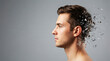 © Fitria - Male Profile Portrait with Digital Fragmentation Effect – Artificial Intelligence Concept