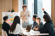 © chokniti - Creative business team meeting with professionals discussing project strategy, presenting ideas on board, teamwork collaboration concept in modern office environment