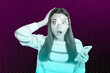 © deagreez - Exclusive image full artwork photo collage of shocked girl hold phone cyberspace smart artificial intelligence innovation