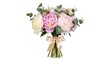 © Shanta - Pink and White Peony Bouquet with Eucalyptus and Gold Ribbon peonies flowers