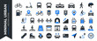 © SUMIAKTER - Set of 32 Minimal Urban Mobility Vector Icons for Smart City Transportation, Public Transit, Sustainable Commuting, and Navigation, featuring Flat Design Elements in Clean Black and Blue Accents