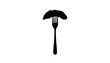 © Sarwar - Black silhouette of a fork holding a pickled cucumber.