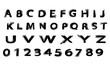 © SnapPNG Pro - Textured black brush stroke alphabet A-Z and numbers 0-9, hand-drawn in a grunge style on a white background.