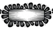 © Chuma - Decorative black and white frame features hand-drawn floral petals surrounding a central horizontal rectangular space for text or image display.