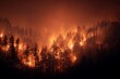 © Katerina - Fierce wildfire at night consuming a dense pine forest on a hill.