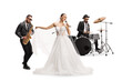 © Ljupco Smokovski - Bride singing with a music band featuring a saxophonist and a drummer