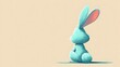 © Pter - Adorable pastel bunny 2D cartoon illustration featuring a back view that elegantly emphasizes curved hindquarters and elongated ears in a vibrant style