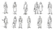 © Hesh - Isometric Vector Sketch Set of Walking and Talking Business People for Architecture