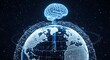 © Iwang - Global network connection concept with a glowing brain and digital earth in outer space