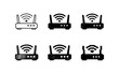 © 123levit - Collection of six different router icons showing various styles and textures for connectivity