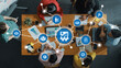 © InfiniteFlow - A diverse team gathers around a conference table, engaging in a strategy session to enhance business management. Charts and digital tools promote collaboration and productivity. Amity