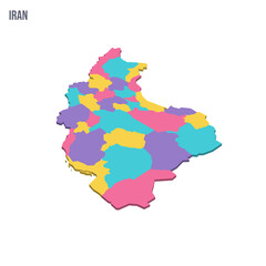  Iran political map of administrative divisions - provinces. Colorful isometric blank vector map.