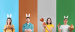 © New Africa - Easter collage with women and men on colorful backgrounds
