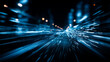 © Andrey - high speed data trails and light beams converging at a central horizon point